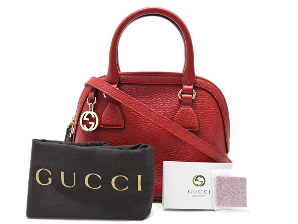 Gucci Shoulder Messenger Bag Charm Logo Red